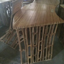 A desk made out of bamboo.